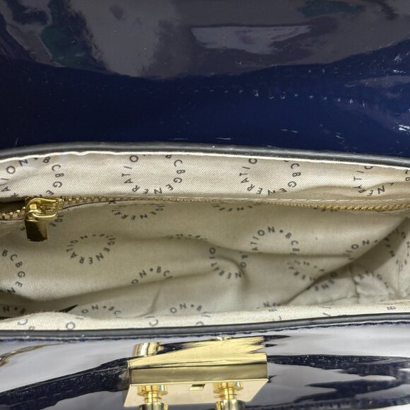 BCBG Generation - Milly Navy Blue Crossbody Bag Purse- Vegan Patent Leather - NW - Picture 9 of 9
